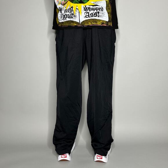 Vintage Y2K Nike Sweatpants Mens 2XL Relaxed Jet Black Polyester White Swoosh - Picture 3 of 4